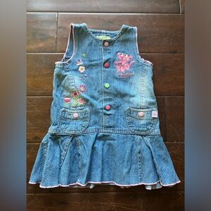 Vintage Y2K 2008 Pink Panther Baby Denim Overall Dress 18 mo